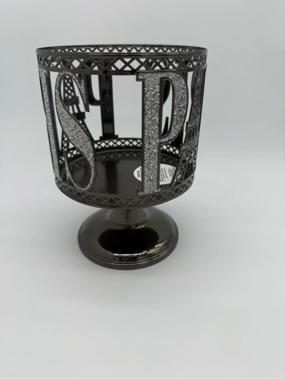 Bath And Body Works Glitter Paris Pedestal 3-Wick Candle Holder Sleeve Metal New - Picture 2 of 7